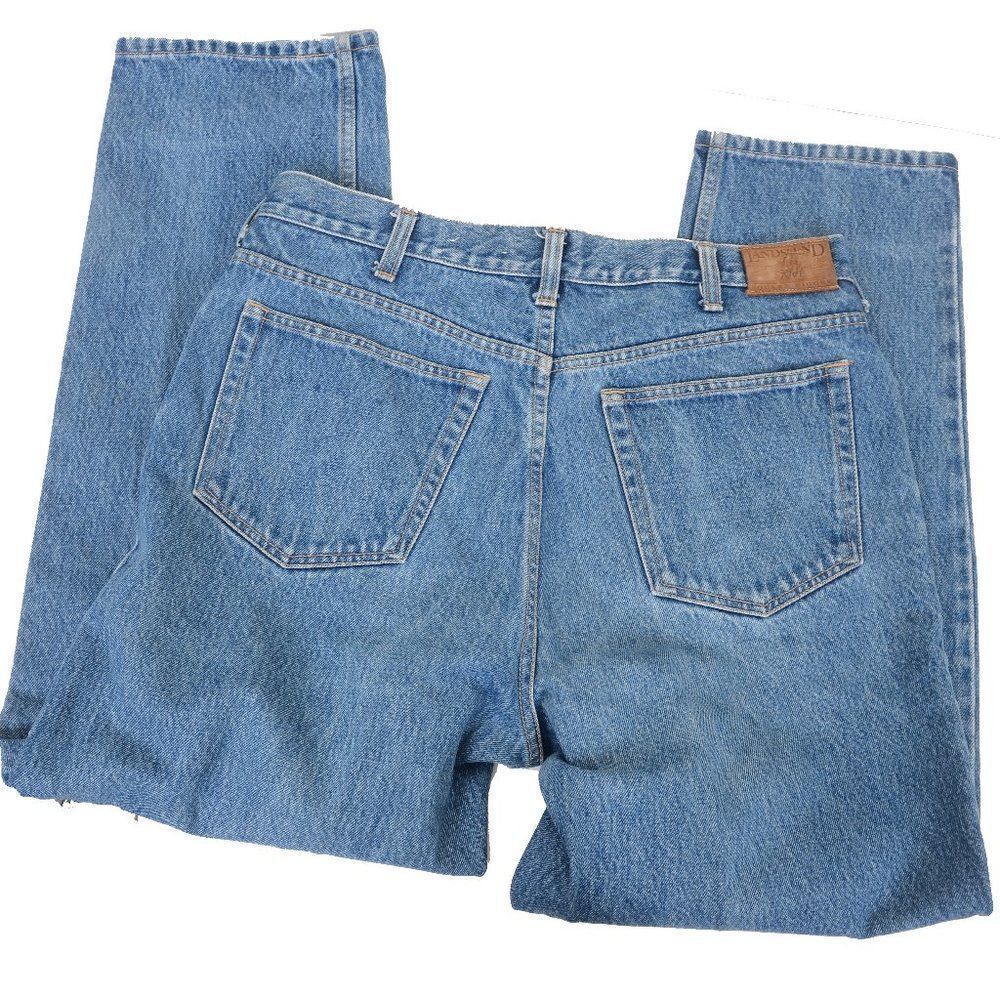 2 PAIRS! Lands End Men's 34X30 Blue Denim Straight Leg Jeans Medium Wash - Picture 3 of 8